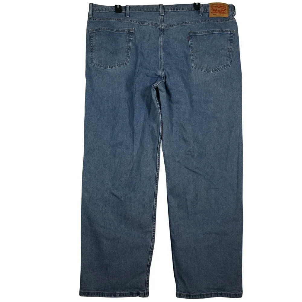 Levis 550 Relaxed Fit Jeans‎ 48x32 Blue Medium Wash Tapered Stretch Denim